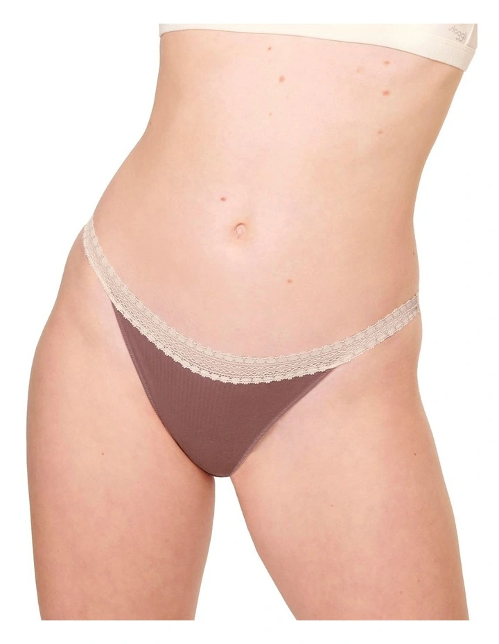 Go Ribbed Tanga Brief 2 Pack in Brown Light