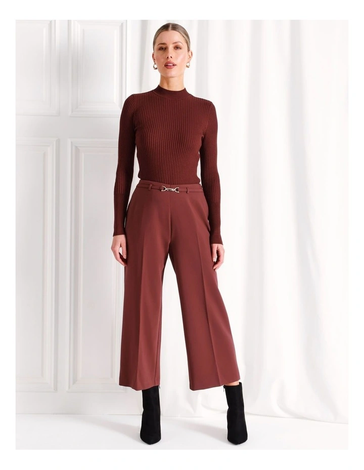 Belted Culotte Pant in Wine