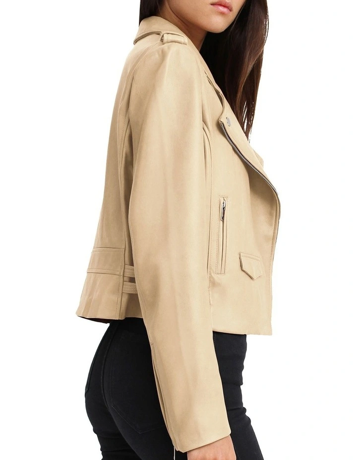 Just Friends Leather Jacket in Beige