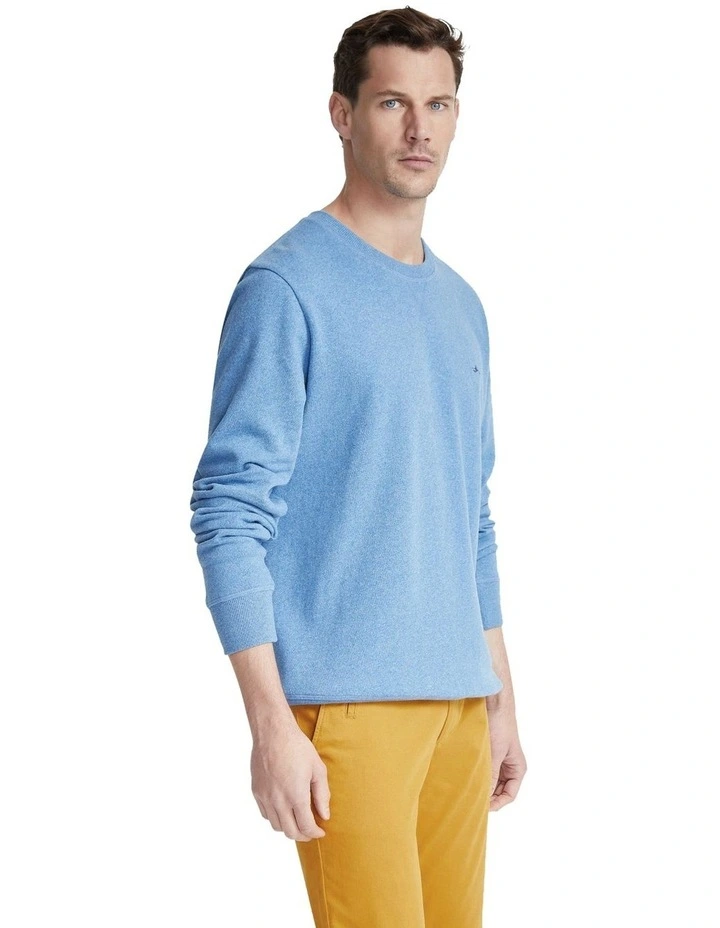 Leo Cotton Fleece Sweatshirt in Blue