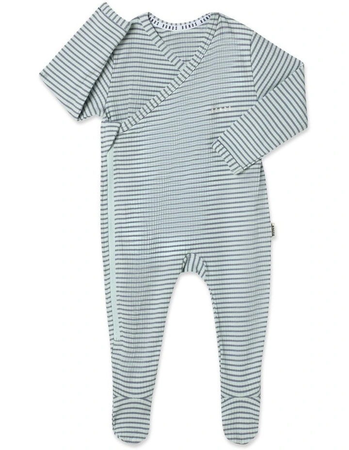 Baby Stripe Rib Zippy in Paris Purple/Mint