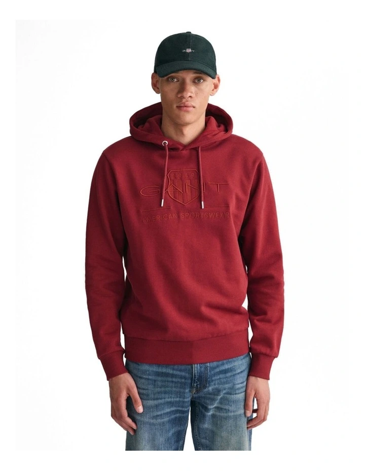 Tonal Archive Shield Hoodie in Plumped Red