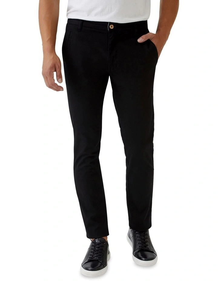 Stretch Skinny Fit Organic Cotton Chinos in Black