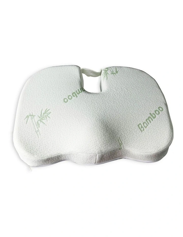 Bamboo Memory Foam Pressure Relief Seat Cushion in White