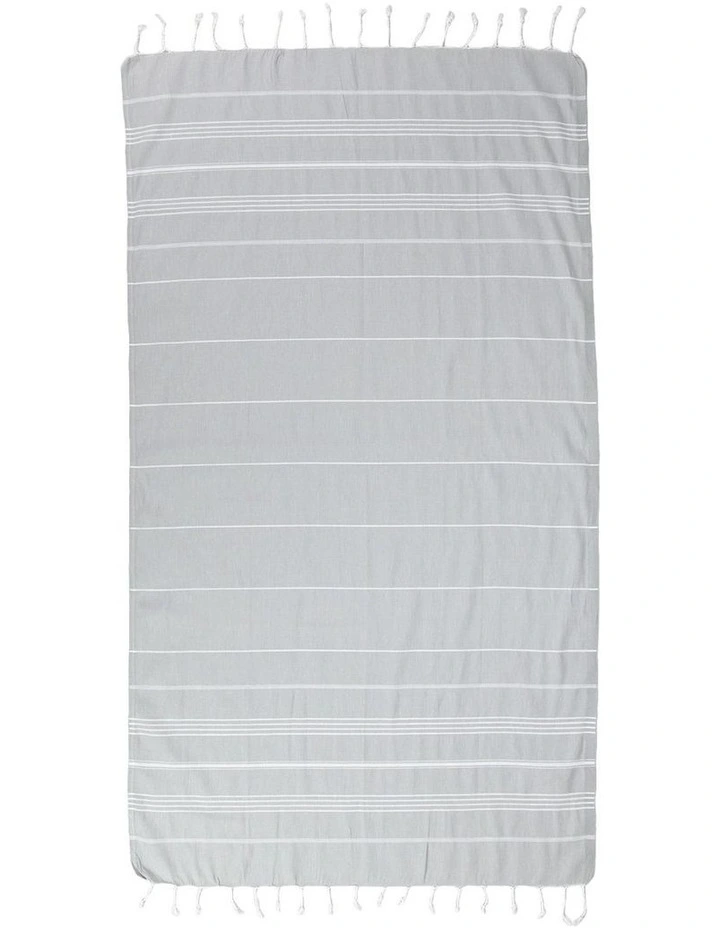 Thin Turkish Towel in Grey/White