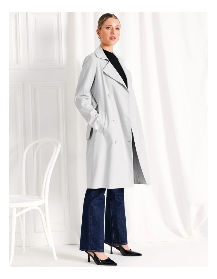 Sateen Structured Trench Coat in Grey
