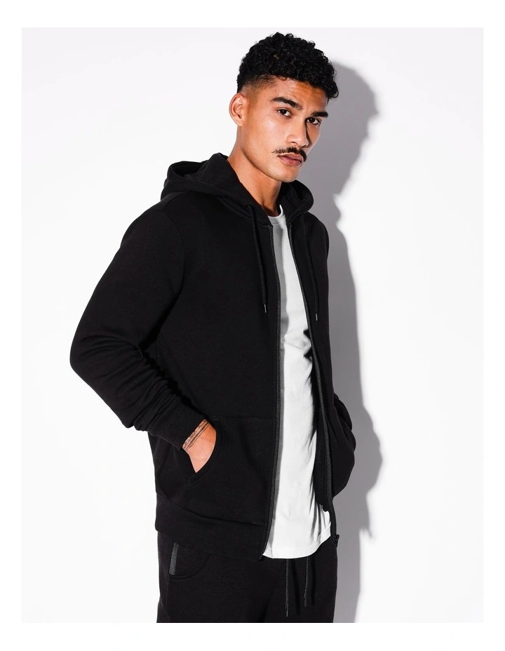 Mitchell Zip Thru Hoodie in Black