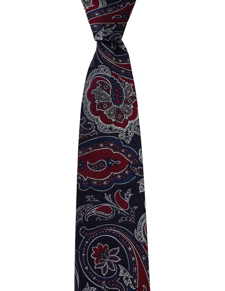 Marine Paisley Silk Tie in Red