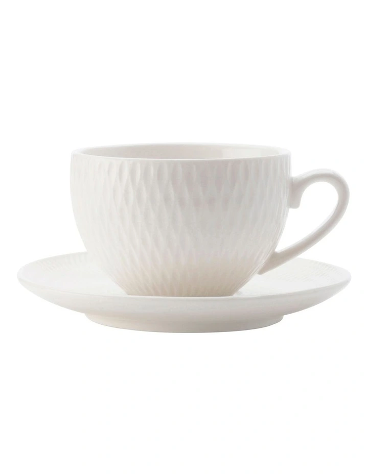 Basics Diamonds Demi Cup & Saucer 90ml in White