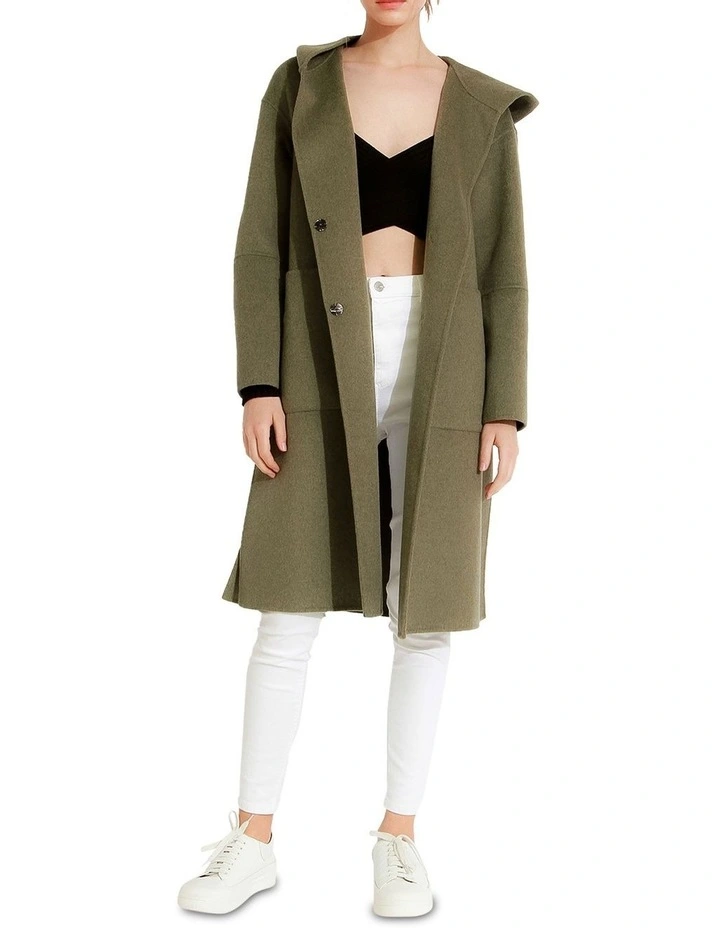Walk This Way Wool Blend Oversized Coat in Green