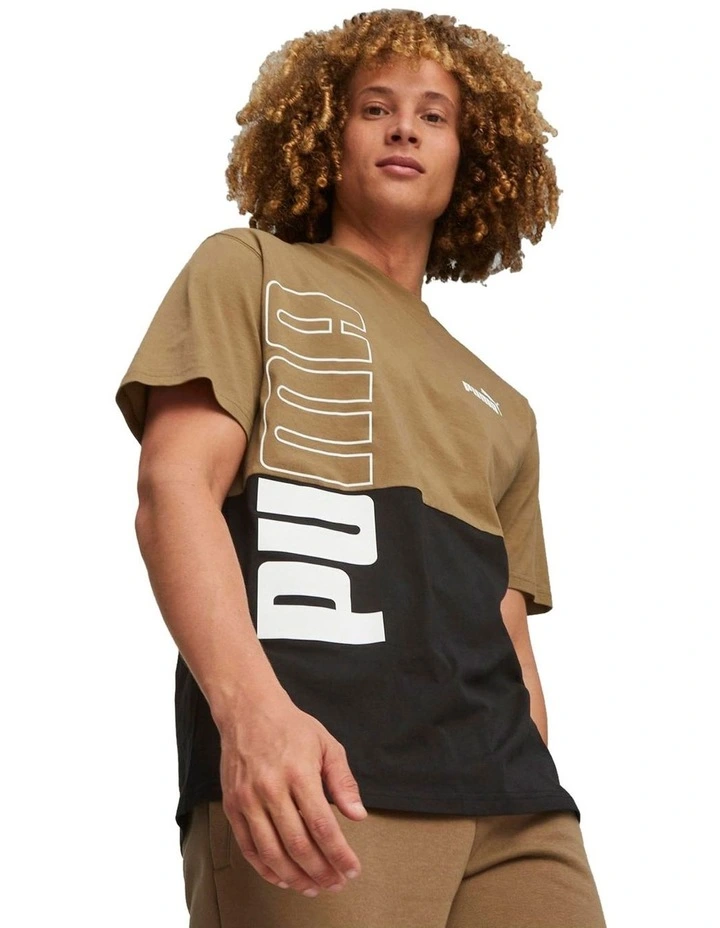 Power Color Block Tee in Chocolate Chip