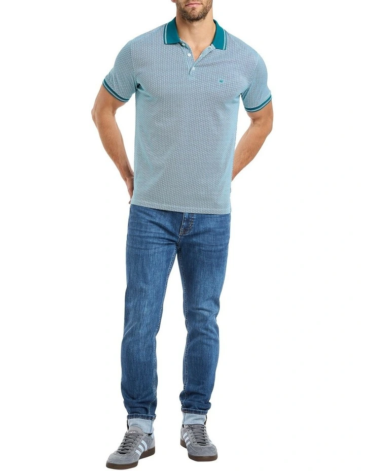 Evan Cotton Polo in Atlantic Multi