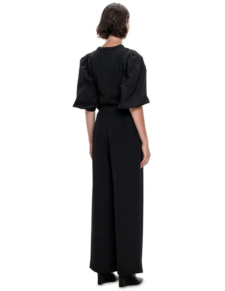 Twill Taffeta Sleeve Top in Black
