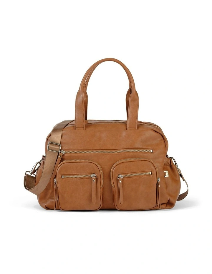 Carry All Vegan Leather Nappy Bag in Tan
