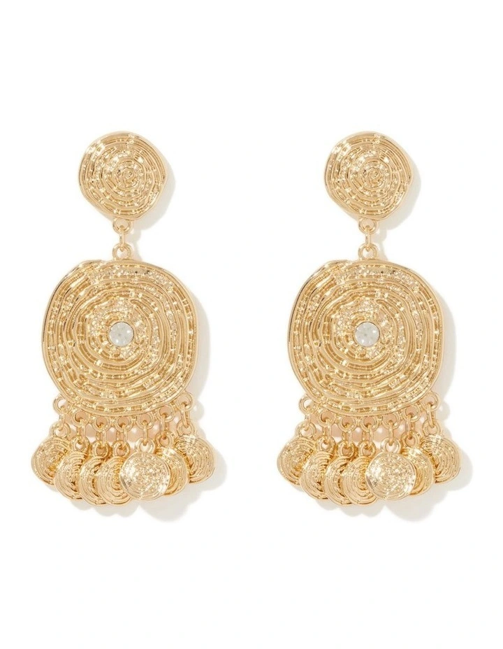 Signature Delia Disc Charms Earrings in Gold