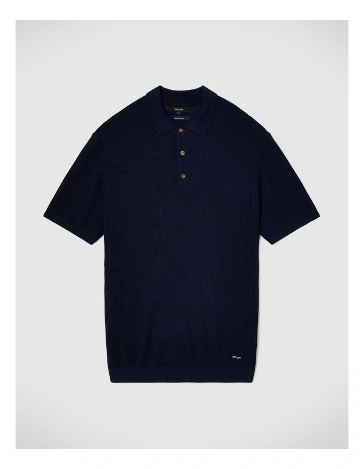 Knitted Polo Shirt in Navy