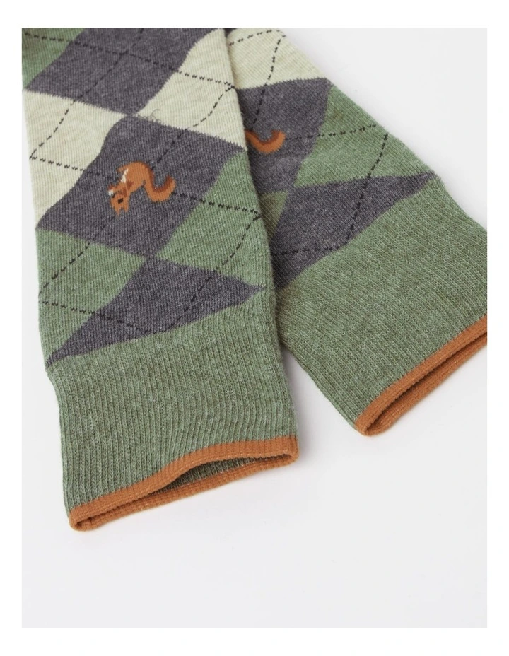 Argyle Squirrel Socks in Night Moss Marle