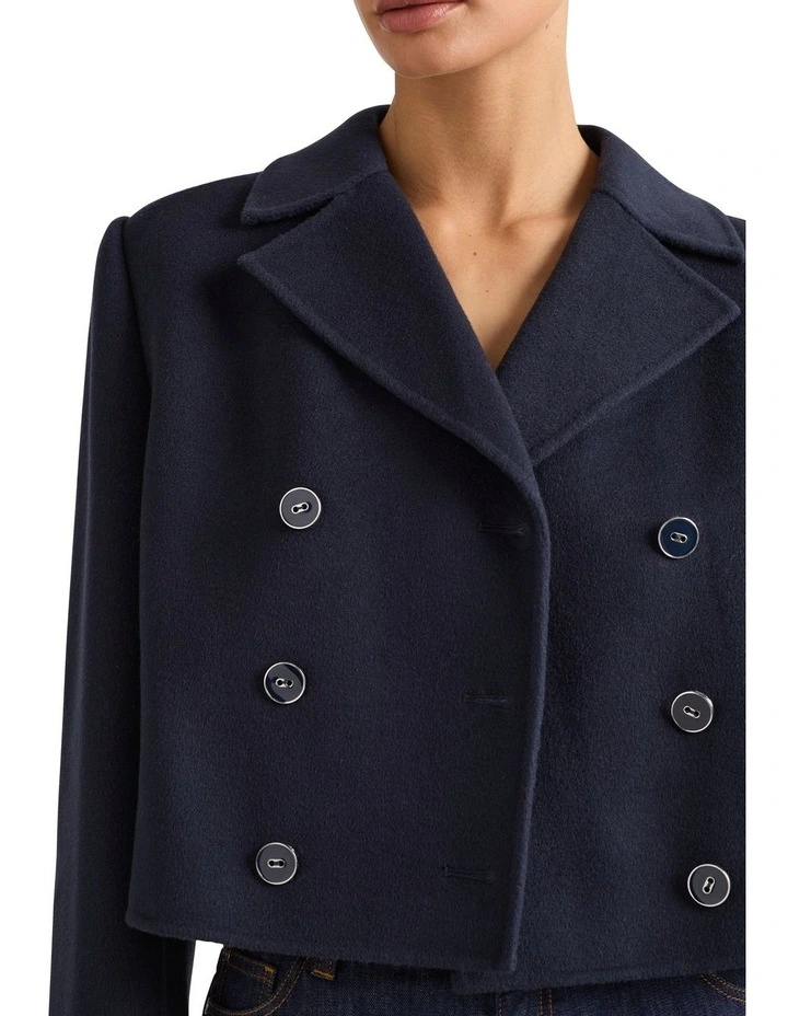 Cassandra Cropped Wool Jacket in Deep Sea