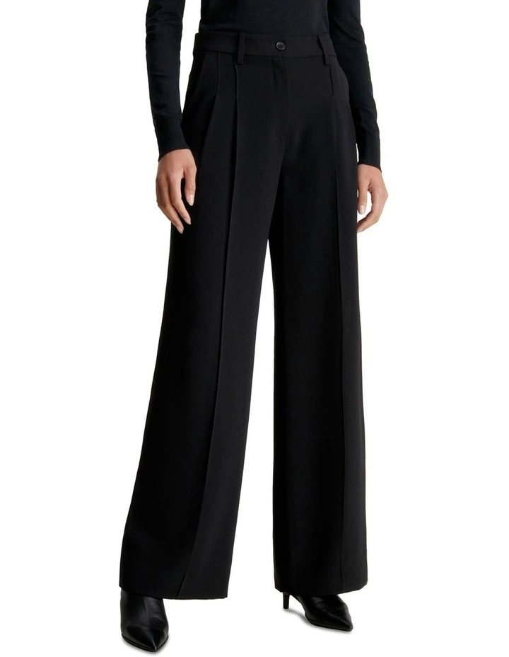 Structure Twill Wide Leg Pant in Black