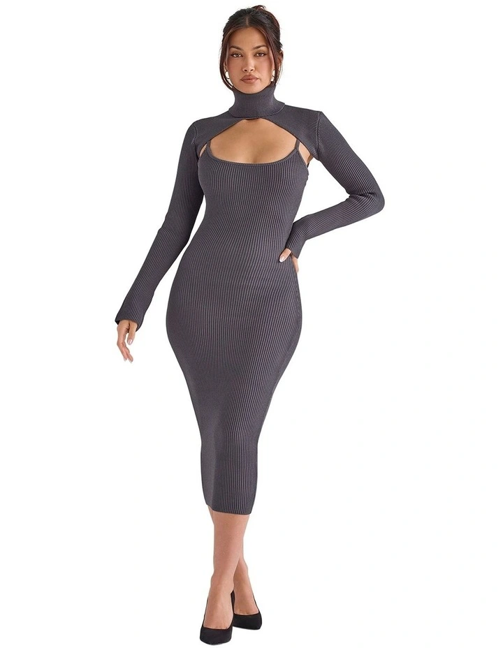 Meliora Knit Midi Dress in Charcoal