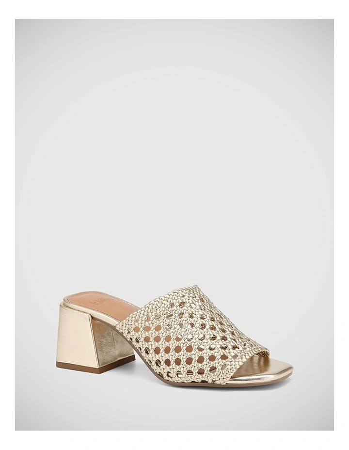 Loleena Metallic Leather Weave Sandal in Champagne