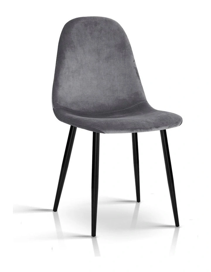 Dining Chairs Velvet Curved Slope Set of 4 in Grey