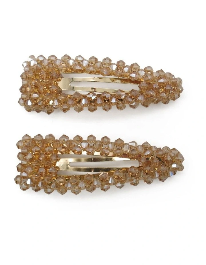 Miabella Hair Clip Set in Gold
