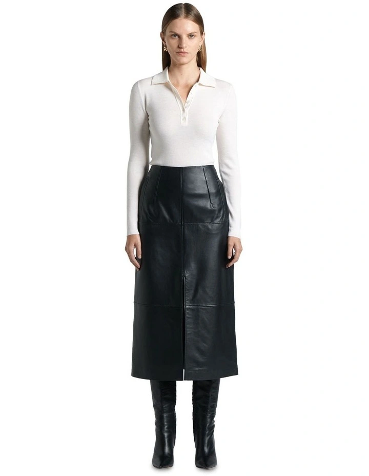 Merino Wool Polo Collar Knit Jumper in Cream
