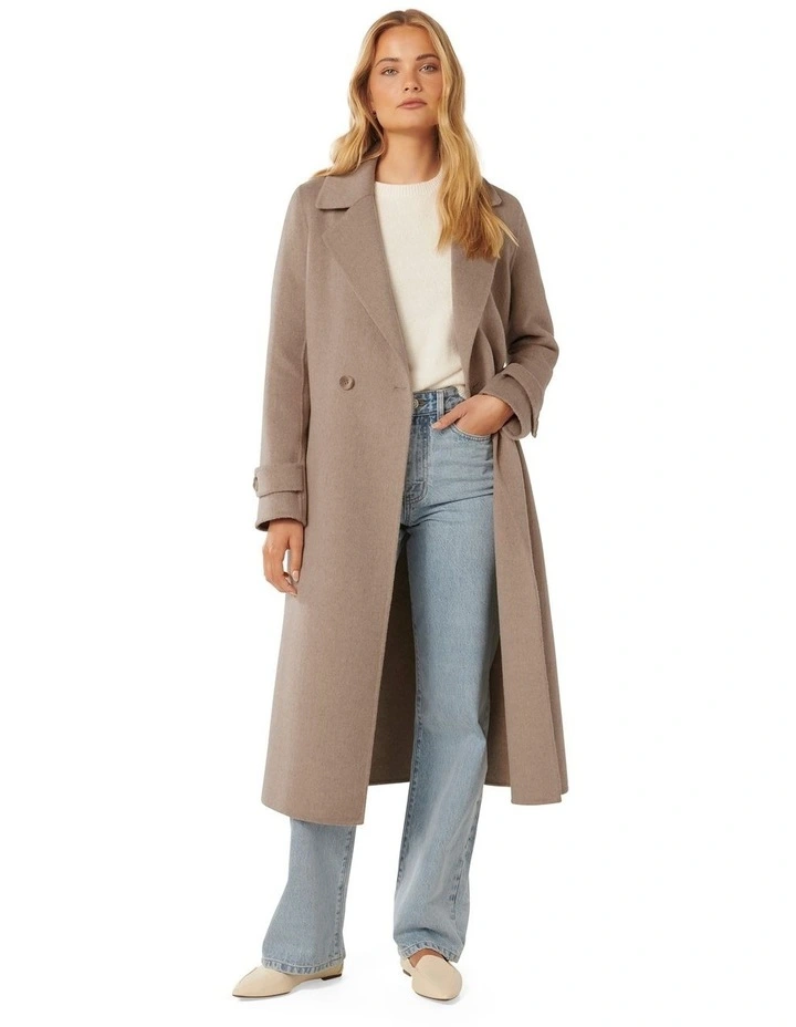 Carter Felled Seam Coat in Beige