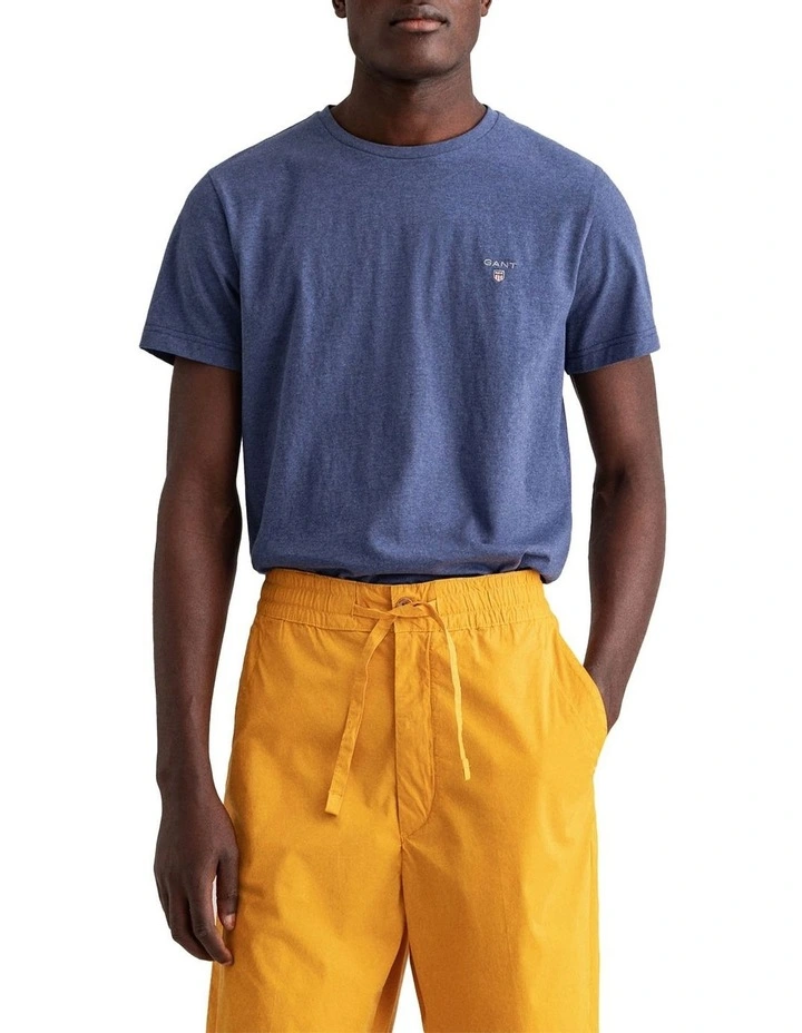 Solid Short Sleeve T-Shirt in Blue Melan
