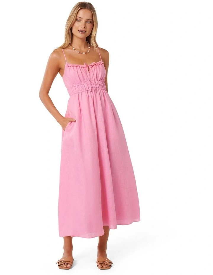Tay Tie-Up Midi Dress in Pink