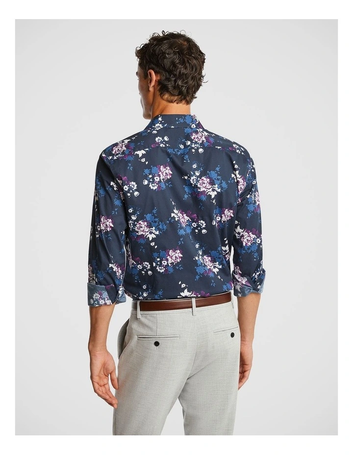 Bastia Floral Slim Shirt in Navy