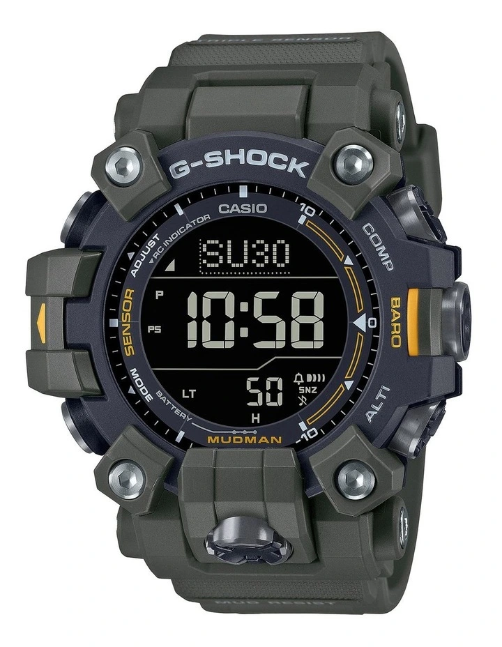 G Shock Resin Watch in Black/Camo Green