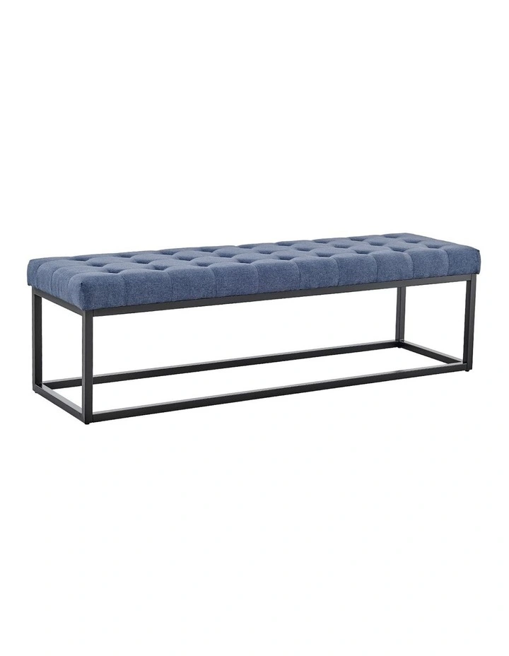 Cameron Button-Tufted Upholstered Bench in Blue