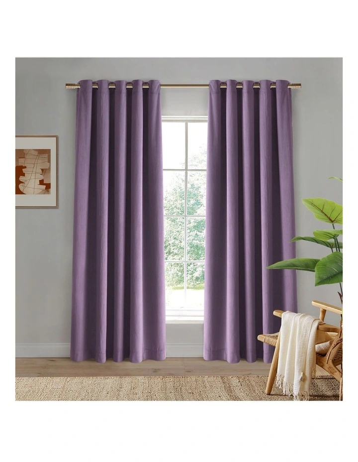 Byron Matte Velvet Eyelet Curtains 2 Pack in Lilac