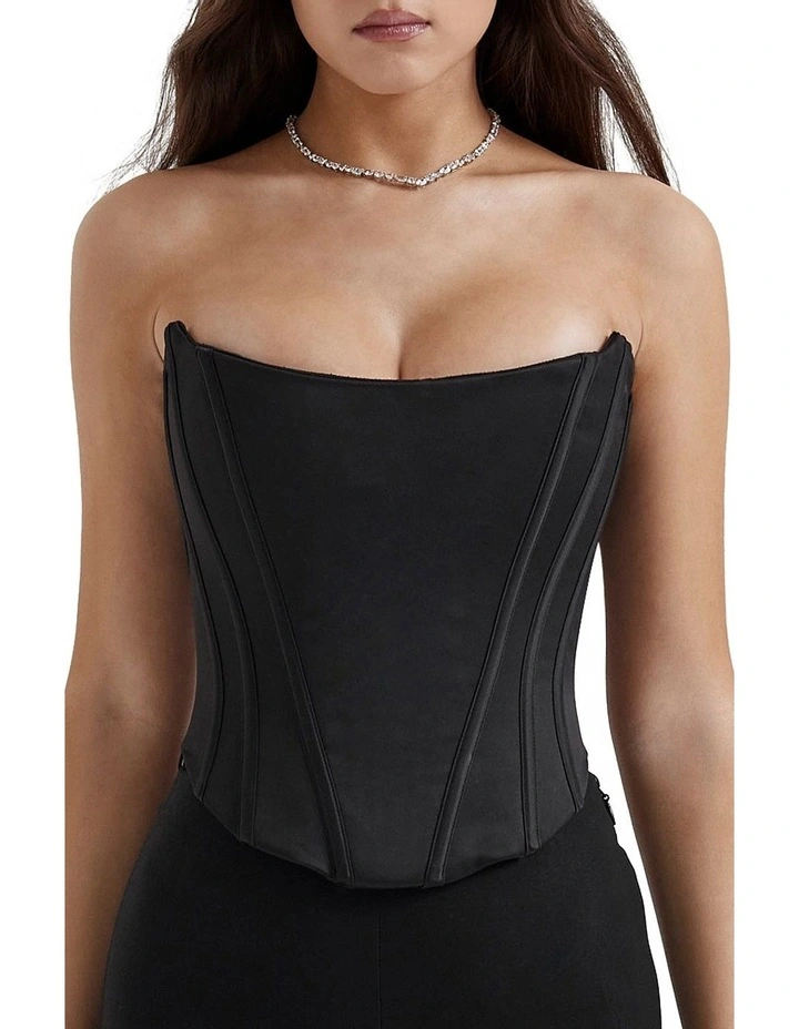 Genevieve Lace Back Corset in Black