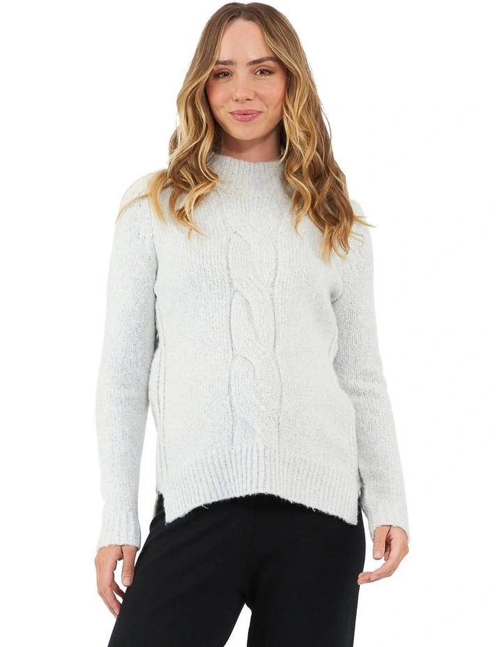 Cable Nursing Knit Top in White