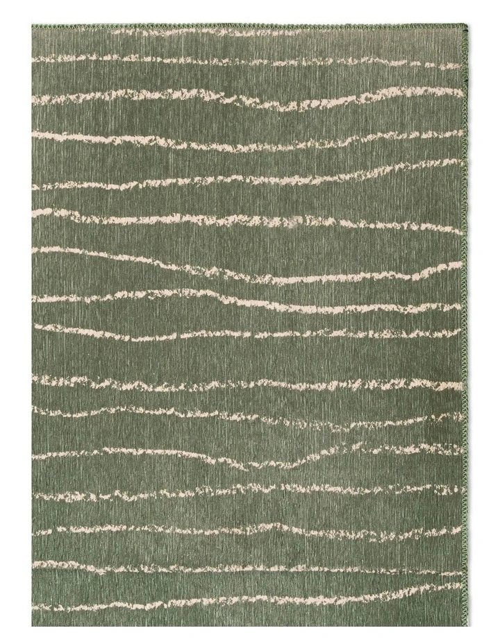 Atlas Washable Chenille Area Rug in Green