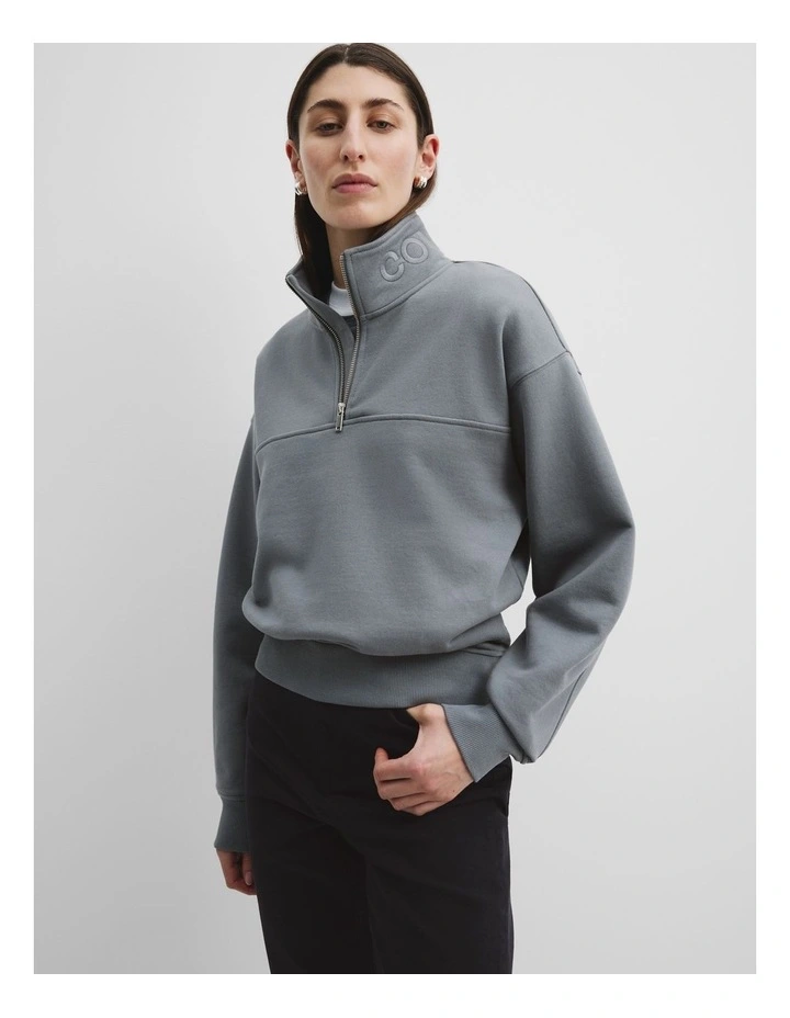 Zip Collar Sweat in Mineral