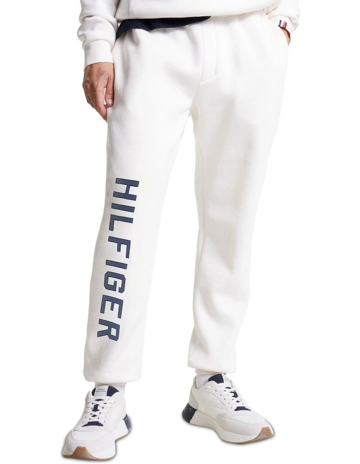 Sport Graphic Logo Cuffed Joggers in White