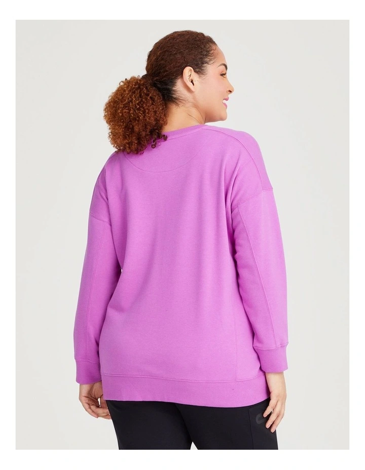 Cotton Number Sweatshirt in Neon Purple
