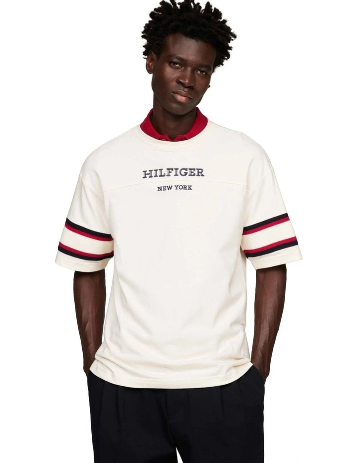 Monotype Sleeve Colourblock Tee in White