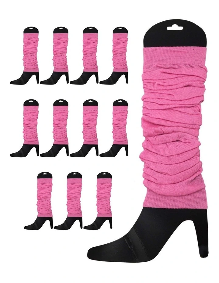 Knitted Leg Warmers 12-Pack in Light Pink