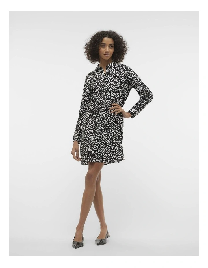 Sissi Short Patterned Dress in Black