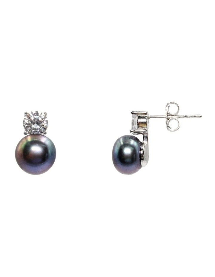 Simply Brilliant Pearl Black Stud Earrings