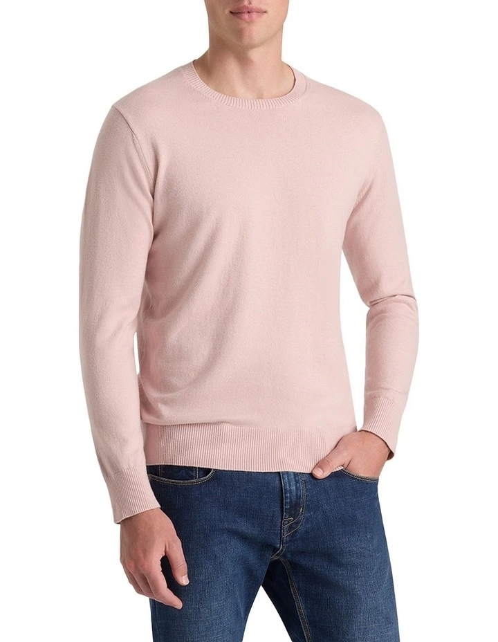 Callaway Cotton Cashmere Crew Knit in Vintage Pink