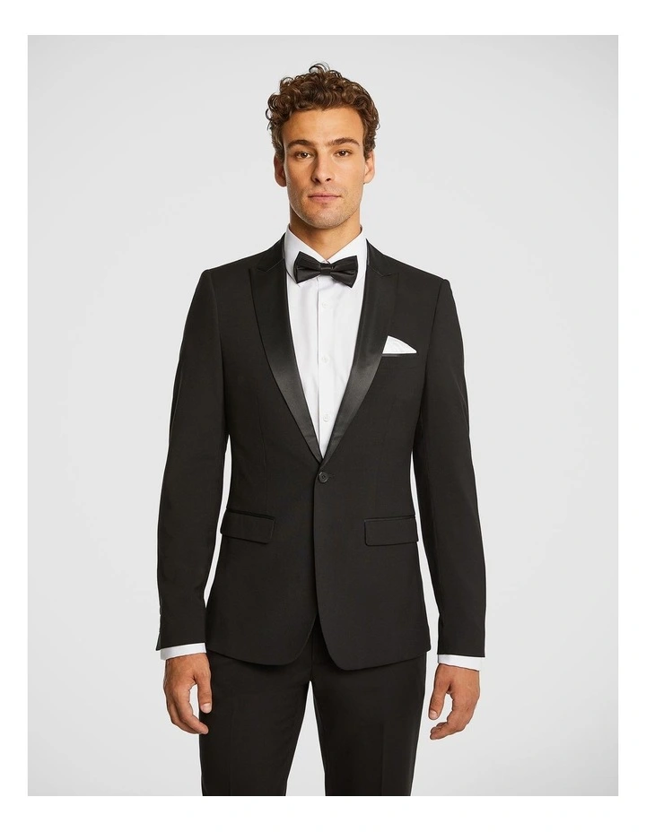 Seville Slim Tuxedo Suit Jacket in Black