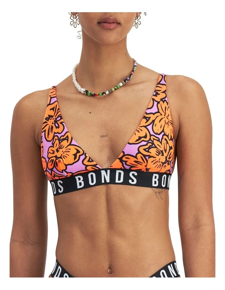Icons Super Logo Deep V Crop Bralette in Purple
