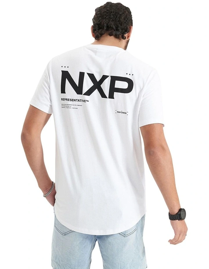 Delta Time Dual Curved Tee in Optical White