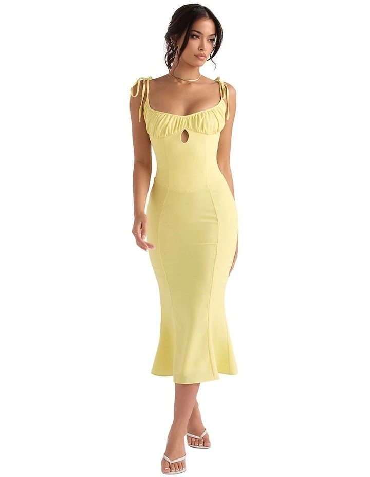 Soren Cutout Midi Dress in Yellow